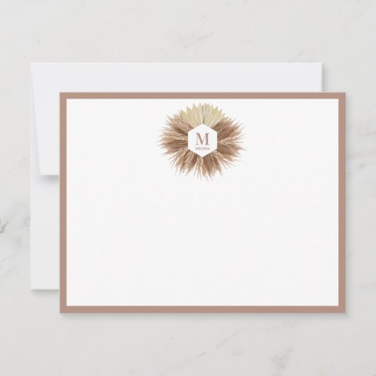 Rustisch monogram Neutrale Kleuren Warm Notitiekaartje (Voorkant)