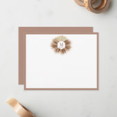 Rustisch monogram Neutrale Kleuren Warm Notitiekaartje (Voorkant / Achterkant in situ)