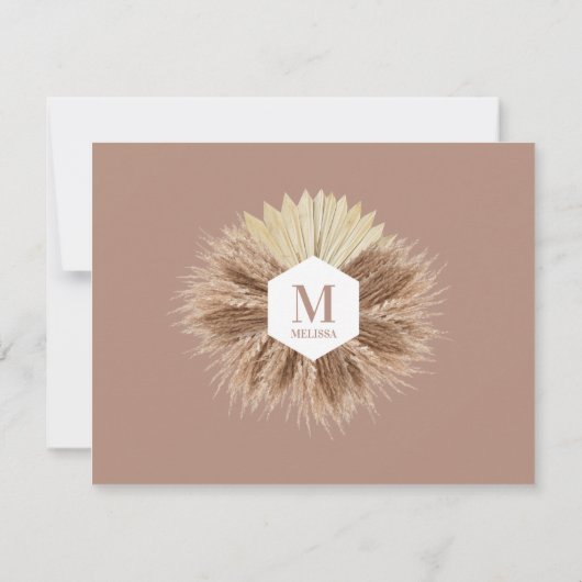 Rustisch monogram Neutrale Kleuren Warm Notitiekaartje (Achterkant)