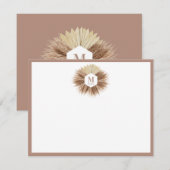 Rustisch monogram Neutrale Kleuren Warm Notitiekaartje (Voorkant / Achterkant)