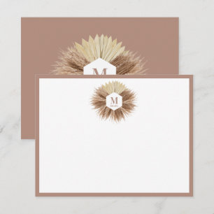 Rustisch monogram Neutrale Kleuren Warm Notitiekaartje