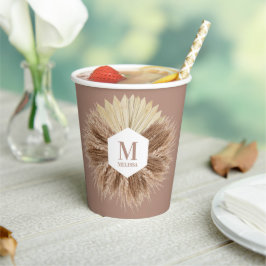 Rustisch monogram Neutrale Kleuren Warm Papieren Bekers