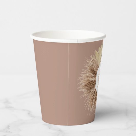Rustisch monogram Neutrale Kleuren Warm Papieren Bekers (Rechts)