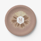 Rustisch monogram Neutrale Kleuren Warm Papieren Bordje (Voorkant)