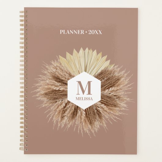 Rustisch monogram Neutrale Kleuren Warm Planner (Voorkant)