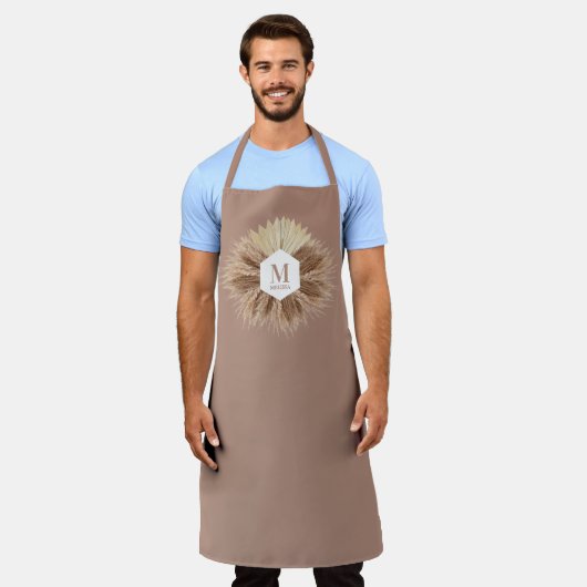 Rustisch monogram Neutrale Kleuren Warm Schort (Gedragen)