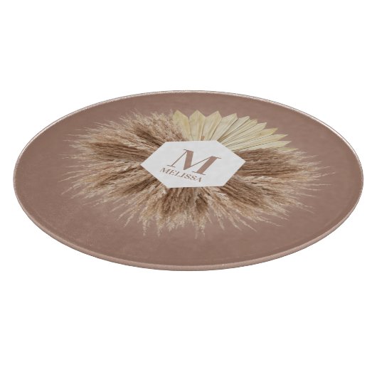 Rustisch monogram Neutrale Kleuren Warm Snijplank (Hoek)