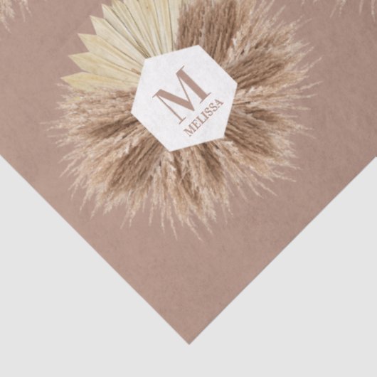 Rustisch monogram Neutrale Kleuren Warm Tissuepapier (Detail)