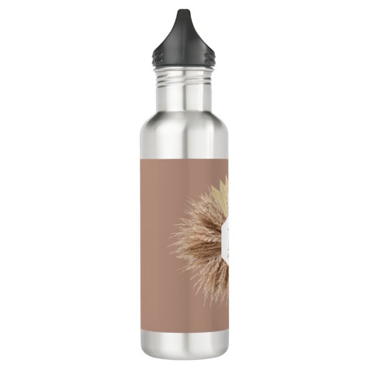 Rustisch monogram Neutrale Kleuren Warm Waterfles (Links)