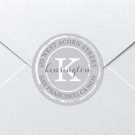 Rustisch Monogram | Rond adres Ronde Sticker