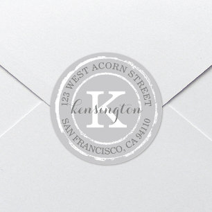 Rustisch Monogram   Rond adres Ronde Sticker