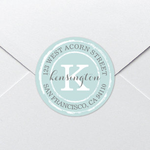  Rustisch Monogram   Rond adres Ronde Sticker