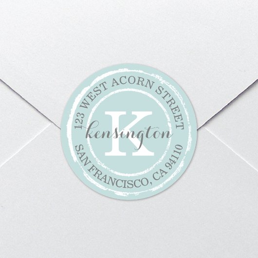  Rustisch Monogram | Rond adres Ronde Sticker