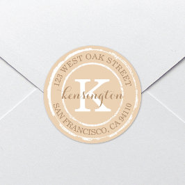  Rustisch Monogram | Rond adres Ronde Sticker