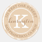  Rustisch Monogram | Rond adres Ronde Sticker (Voorkant)