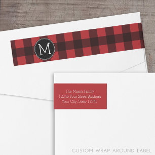 Rustisch monogram rood en zwart buffel patroonmono