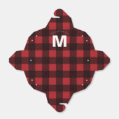 Rustisch monogram rood en zwart buffel patroonmono bedankdoosjes (Uitgevouwen)