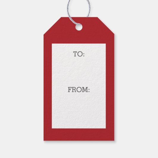 Rustisch monogram rood en zwart buffel patroonmono cadeaulabel (Achterkant)