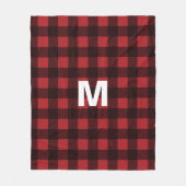 Rustisch monogram rood en zwart buffel patroonmono fleece deken (Voorkant)