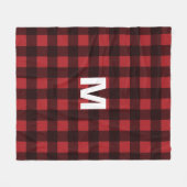 Rustisch monogram rood en zwart buffel patroonmono fleece deken (Voorkant (Horizontaal))