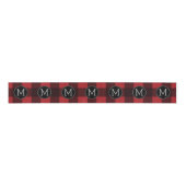 Rustisch monogram rood en zwart buffel patroonmono grosgrain lint (Voorkant)