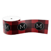 Rustisch monogram rood en zwart buffel patroonmono grosgrain lint (Spoel)