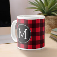 Rustisch monogram rood en zwart buffel patroonmono