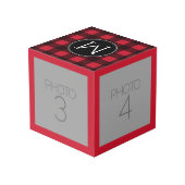 Rustisch monogram rood en zwart buffel patroonmono kubus (Achter hoekig)