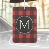 Rustisch monogram rood en zwart buffel patroonmono luchtverfrisser