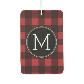 Rustisch monogram rood en zwart buffel patroonmono luchtverfrisser (Voorkant)