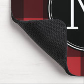 Rustisch monogram rood en zwart buffel patroonmono muismat (Hoek)