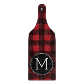 Rustisch monogram rood en zwart buffel patroonmono snijplank (Voorkant)