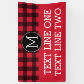 Rustisch monogram rood en zwart buffel patroonmono spandoek (Verticaal)