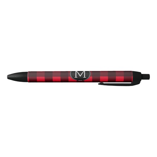 Rustisch monogram rood en zwart buffel patroonmono zwarte inkt pen (Bodem)