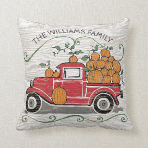 Rustisch monogram roodpompoenen kussen