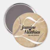 Rustisch  Monogram sparen de Datum Weddenschap Magneet (Voorkant / Achterkant)