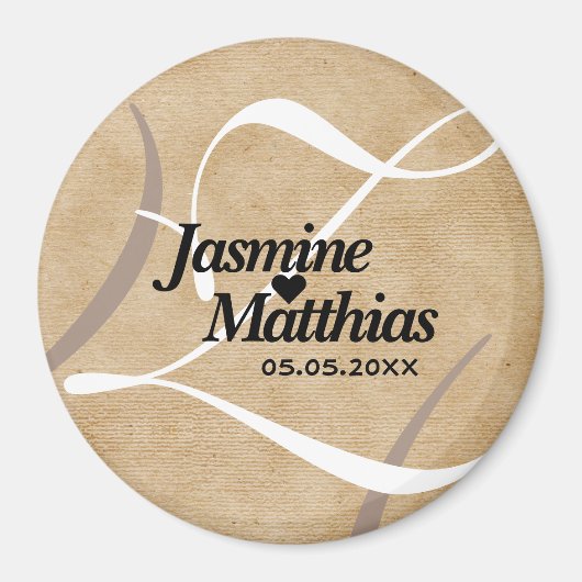 Rustisch  Monogram sparen de Datum Weddenschap Magneet (Voorkant)