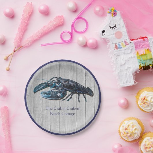 Rustisch Nautical Navy kreeft Papieren Bordje (Feest)