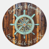 Rustisch Nautical Wedding of Verloving Ronde Sticker (Voorkant)