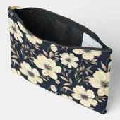 Rustisch Navyblauw Beige Bloemenweide Donker Bloem Etui (Open)