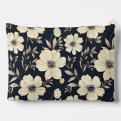 Rustisch Navyblauw Beige Bloemenweide Donker Bloem Etui (Achterkant)