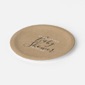 Rustisch neutraal Baby shower elegant script Papieren Bordje (Gekanteld)