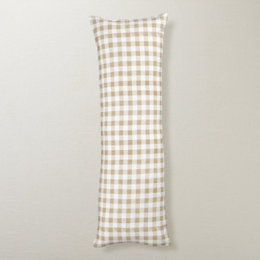 Rustisch neutraal beige Gingham Pset Lichaamskussen (Achterkant (Verticaal))