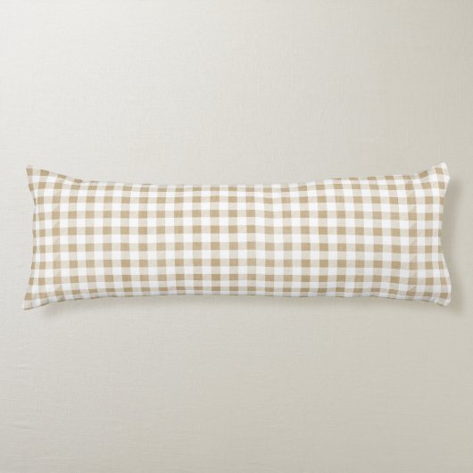 Rustisch neutraal beige Gingham Pset Lichaamskussen (Voorkant)