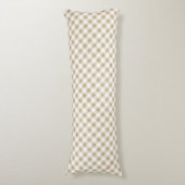 Rustisch neutraal beige Gingham Pset Lichaamskussen (Voorkant Verticaal)