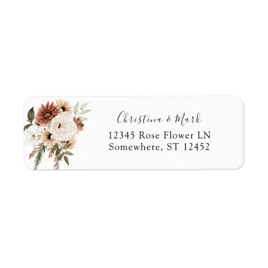 Rustisch neutraal Boho Floral Return Address Label (Voorkant)