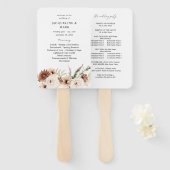 Rustisch neutraal Boho Floral Wedding Programme Handwaaier (Voorkant en achterkant)