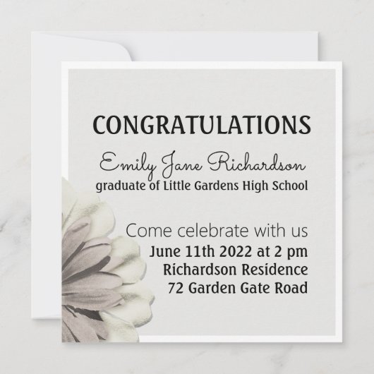 Rustisch neutraal voorgeheugen Afstuderen meisje Aankondiging (Achterkant)