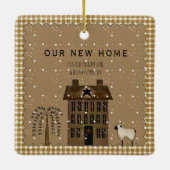 RUSTISCH NIEUW HUIS SALTBOX HUIS GEPERSONALISEERD KERAMISCH ORNAMENT (Achterkant)