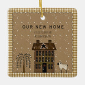 RUSTISCH NIEUW HUIS SALTBOX HUIS GEPERSONALISEERD KERAMISCH ORNAMENT (Voorkant)